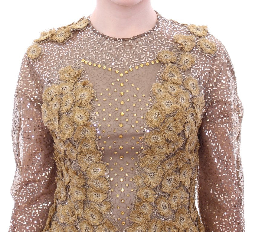 Robe longue en dentelle et cristaux Lanre Da Silva Ajayi GOLD