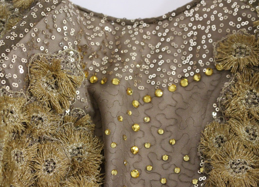 Robe longue en dentelle et cristaux Lanre Da Silva Ajayi GOLD