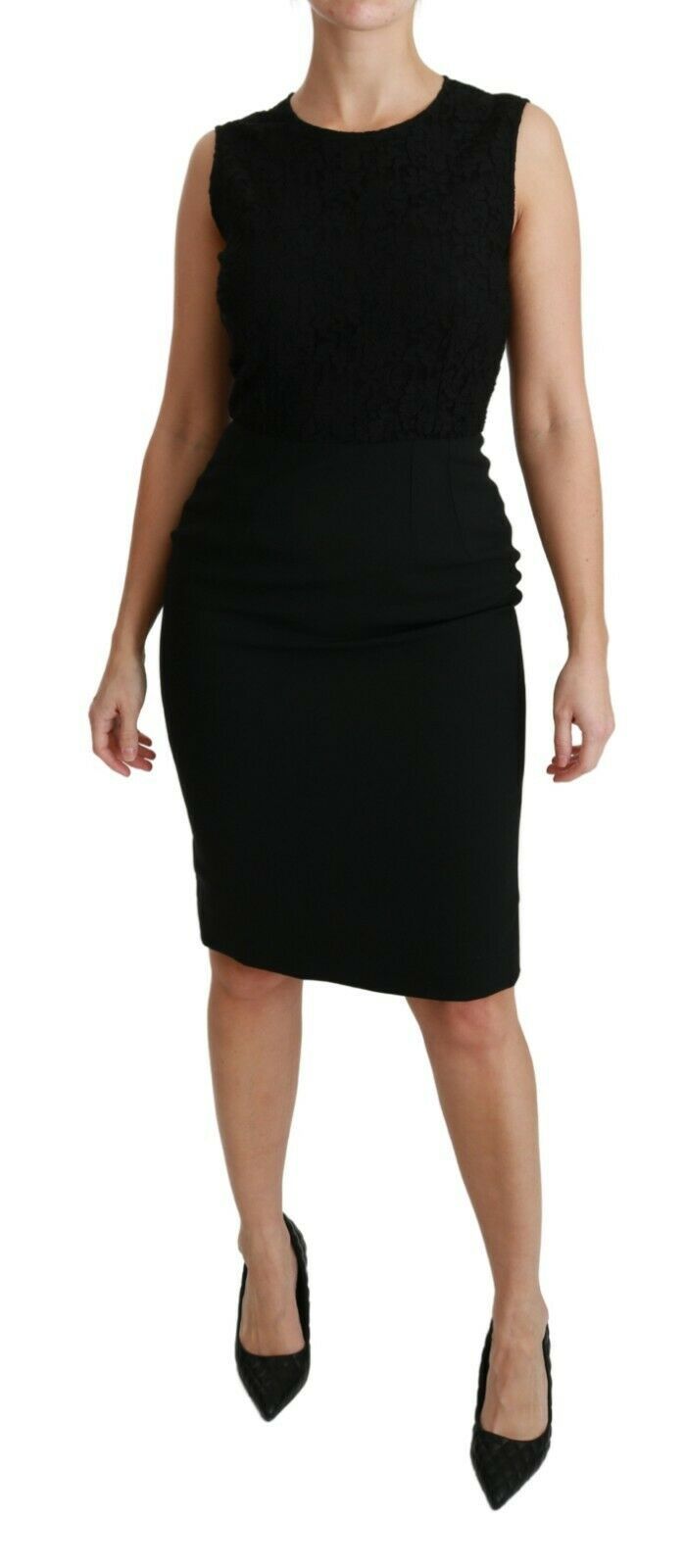Robe fourreau en dentelle florale noire Dolce & Gabbana