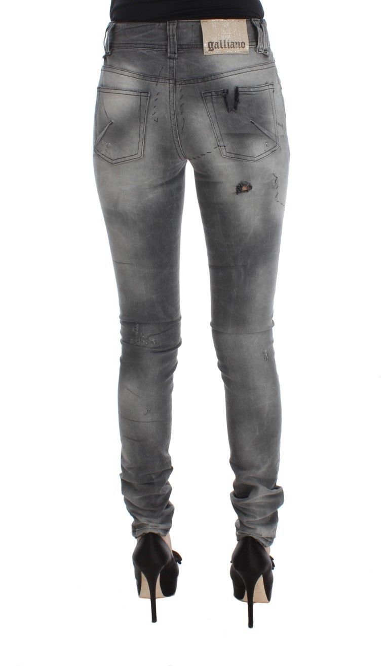 Jean slim en coton mélangé délavé gris John Galliano