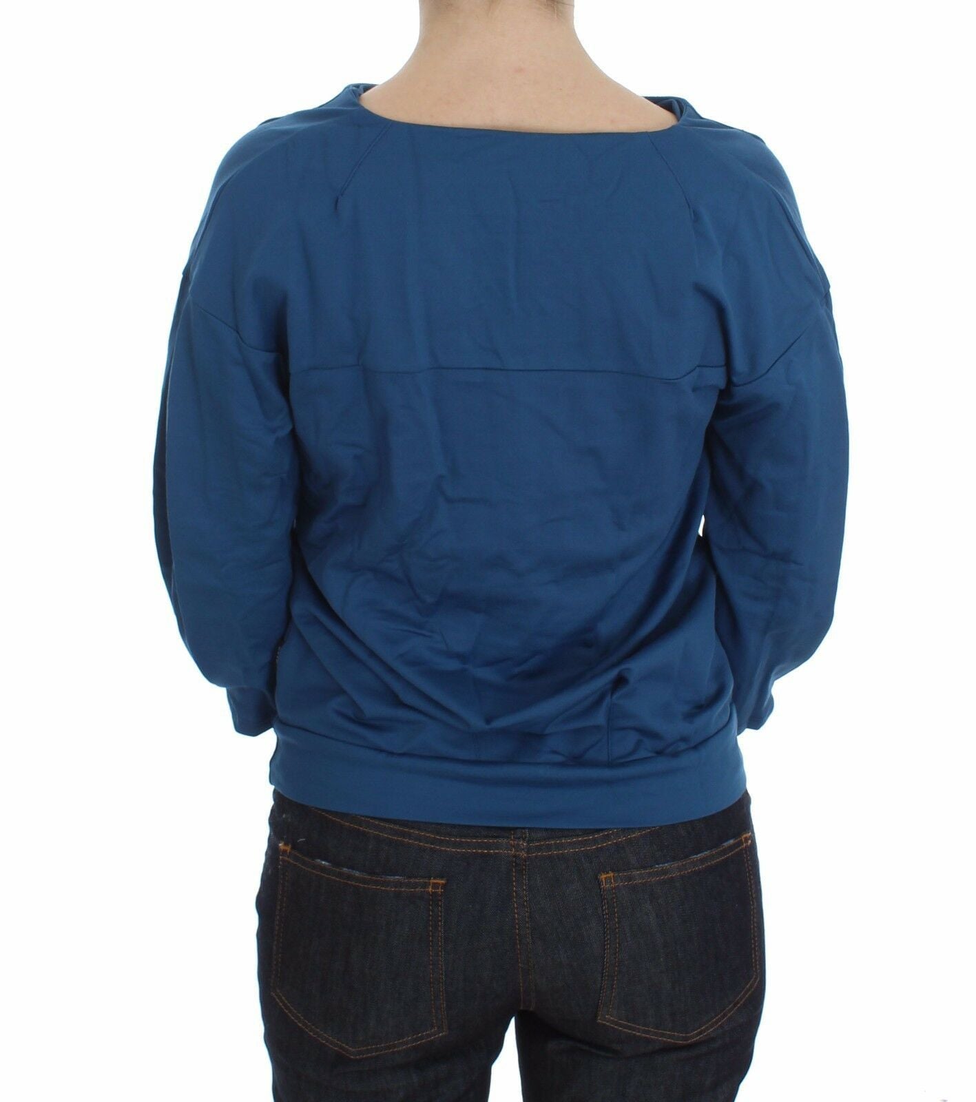 Pull en coton bleu Exte à col en V profond pour femme