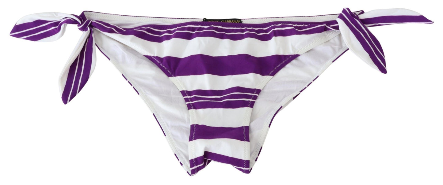 Bas de bikini Dolce & Gabbana à rayures violettes et blanches