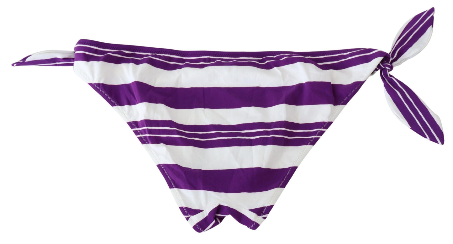 Bas de bikini Dolce & Gabbana à rayures violettes et blanches