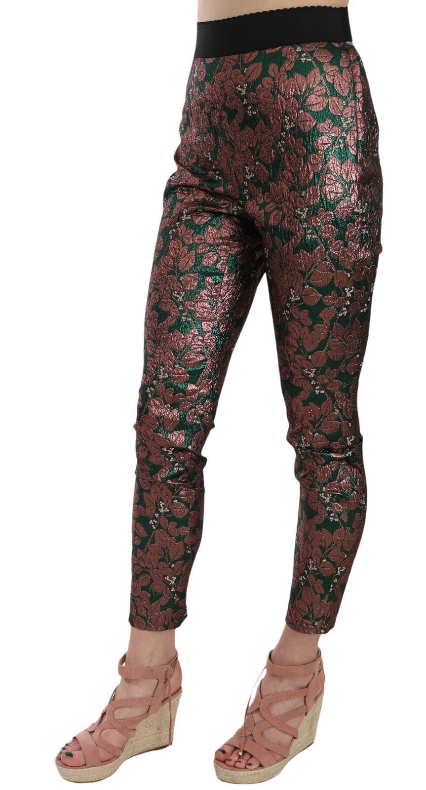 Pantalon court en jacquard de brocart irisé multicolore Dolce & Gabbana