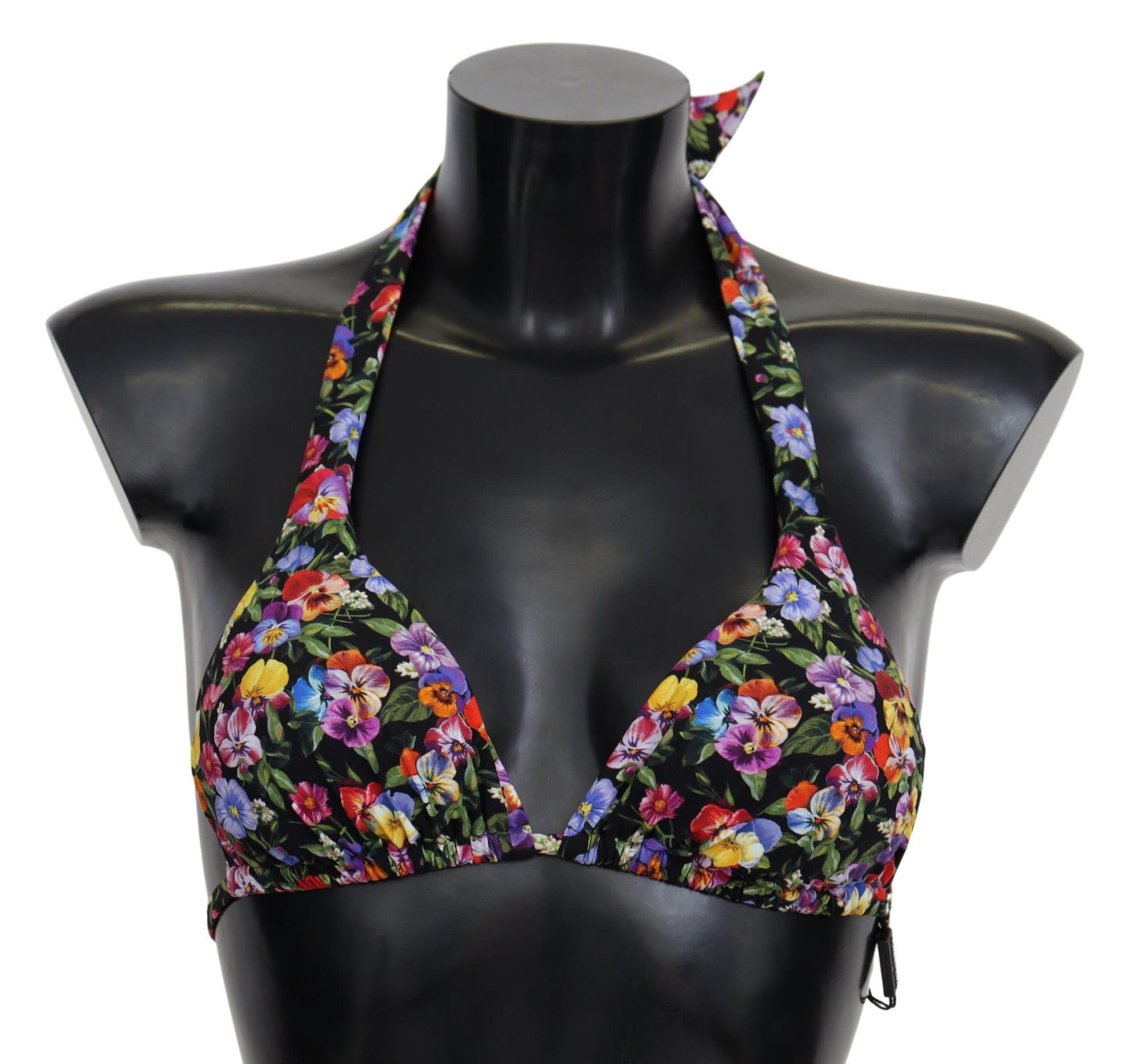 Dolce & Gabbana Schwarzer Badeanzug mit Blumendruck, Strandmode, Bikinioberteile