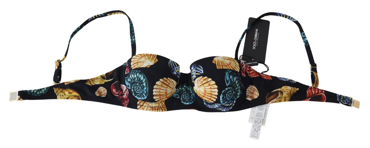 Hauts de bikini Dolce & Gabbana à imprimé coquillages noirs pour femme
