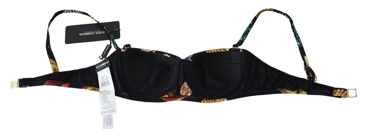 Hauts de bikini Dolce & Gabbana à imprimé coquillages noirs pour femme