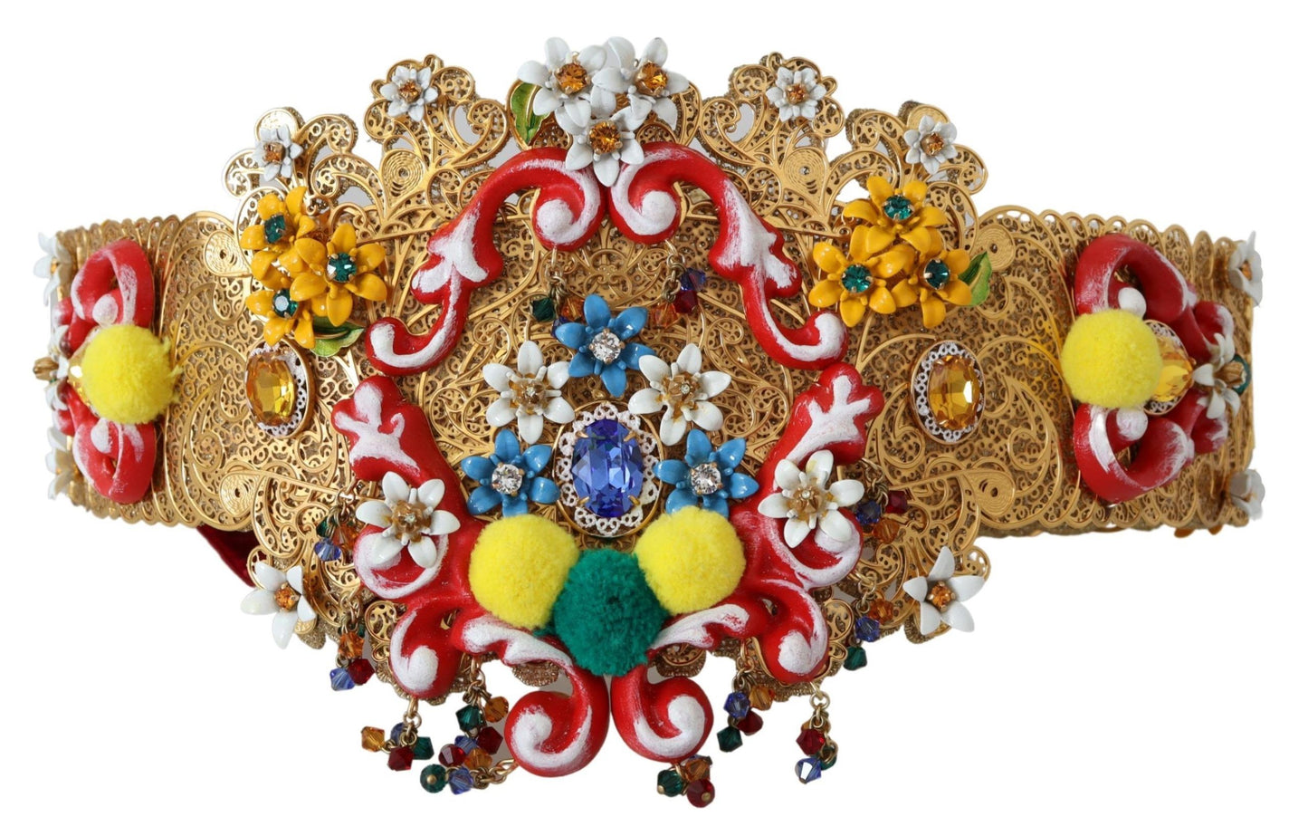 Ceinture Carretto large à fleurs et cristaux Dolce & Gabbana