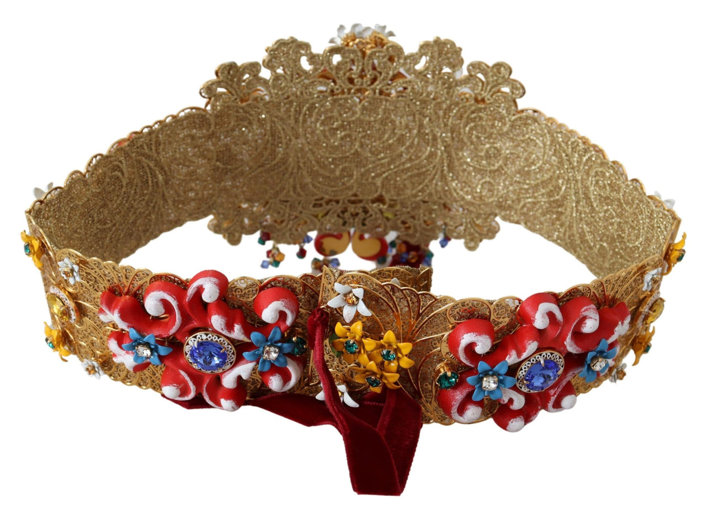 Ceinture Carretto large à fleurs et cristaux Dolce & Gabbana