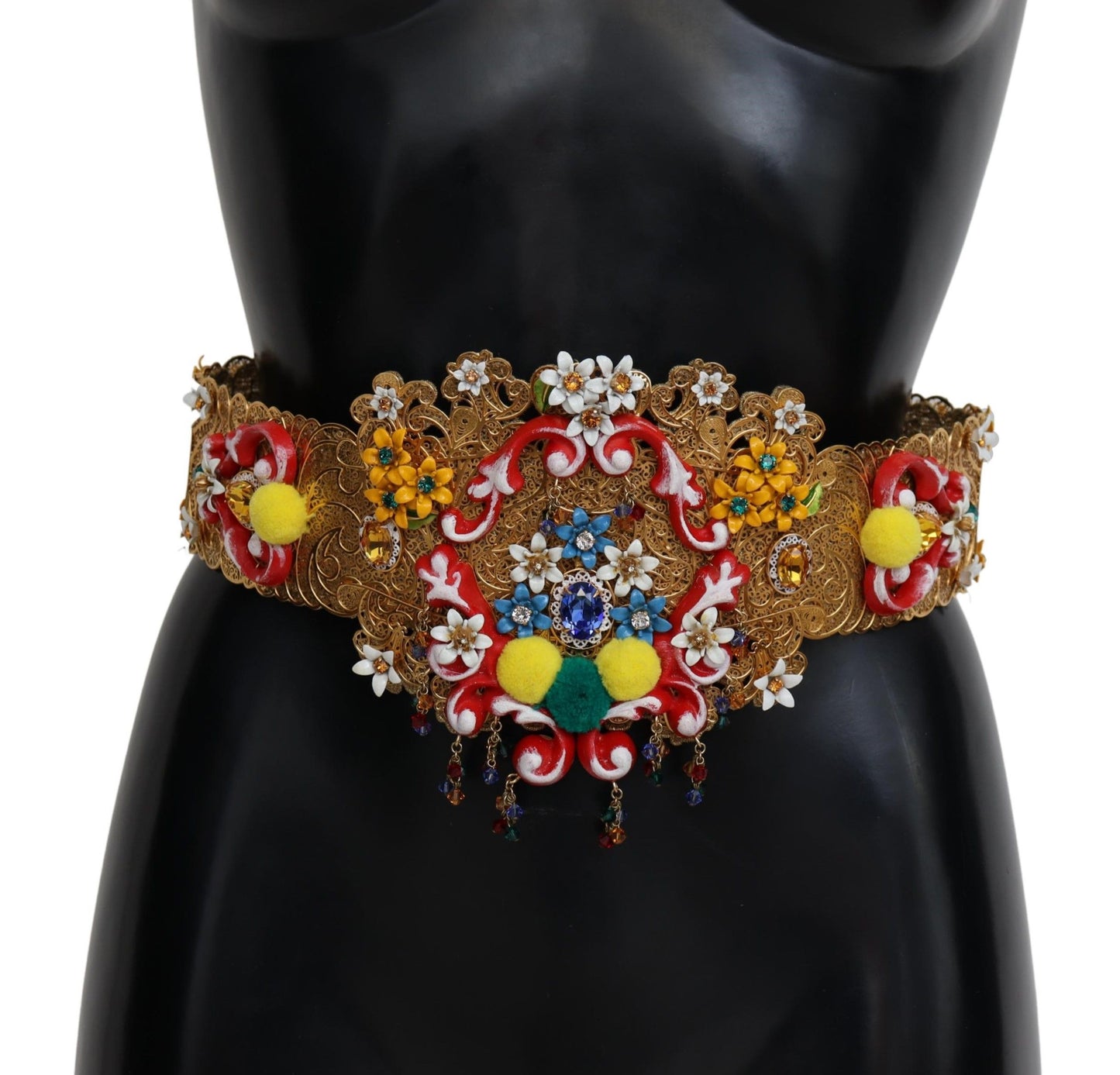 Ceinture Carretto large à fleurs et cristaux Dolce & Gabbana