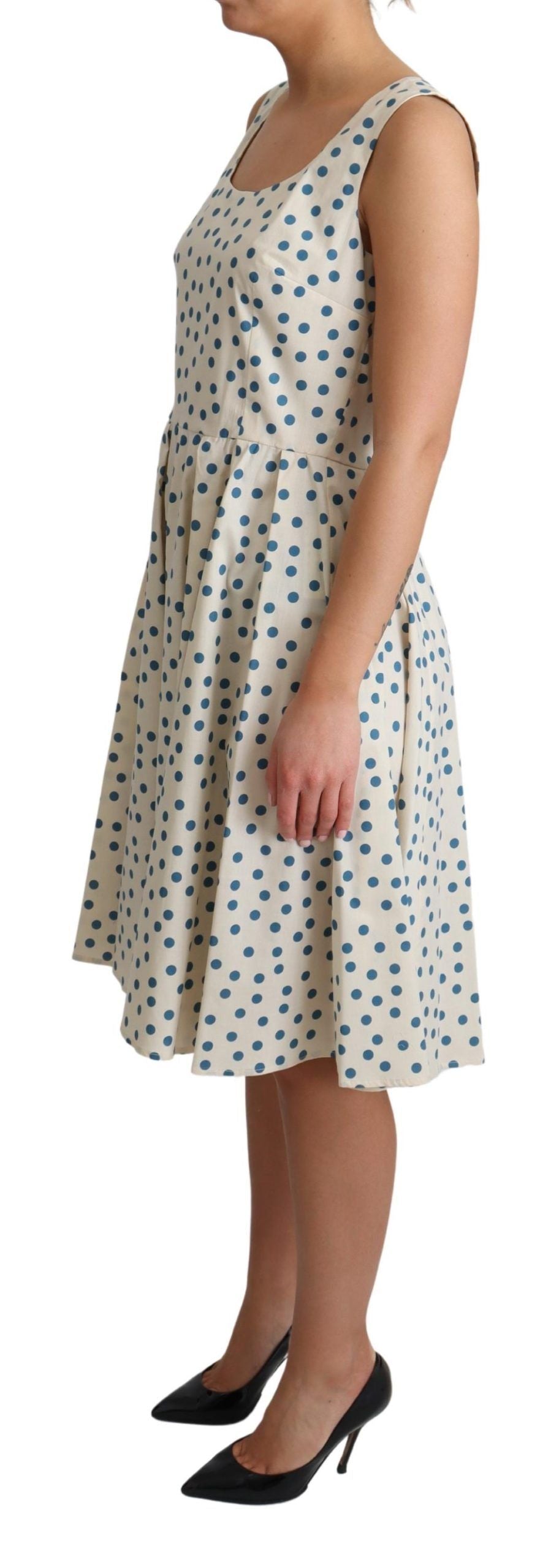 Robe trapèze en coton beige à pois Dolce & Gabbana