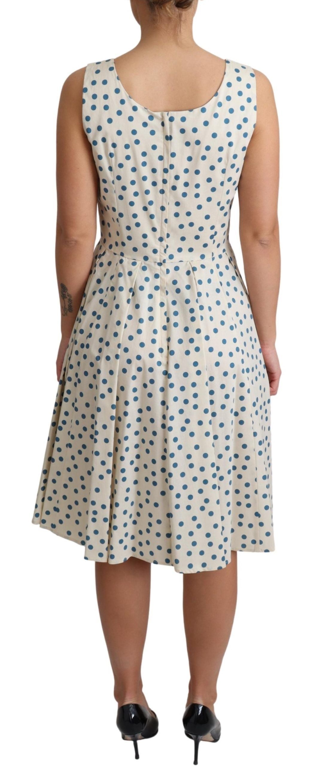 Robe trapèze en coton beige à pois Dolce & Gabbana