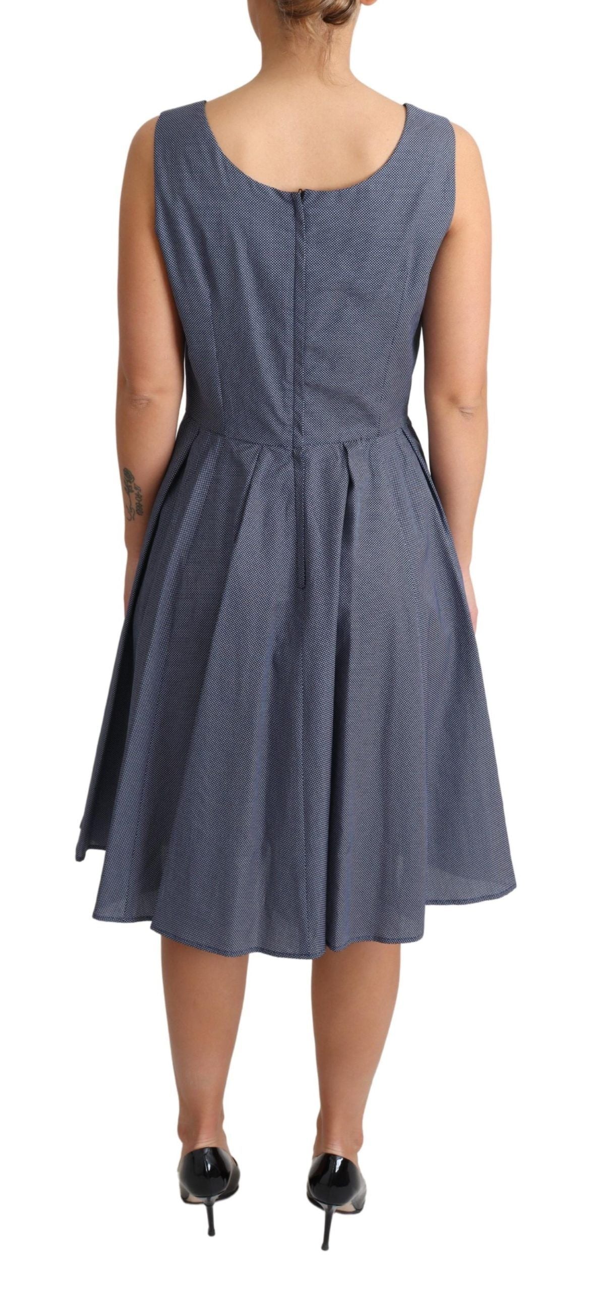 Robe trapèze extensible en coton à pois bleus Dolce & Gabbana