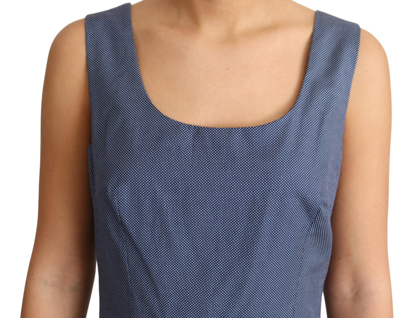 Robe trapèze extensible en coton à pois bleus Dolce & Gabbana