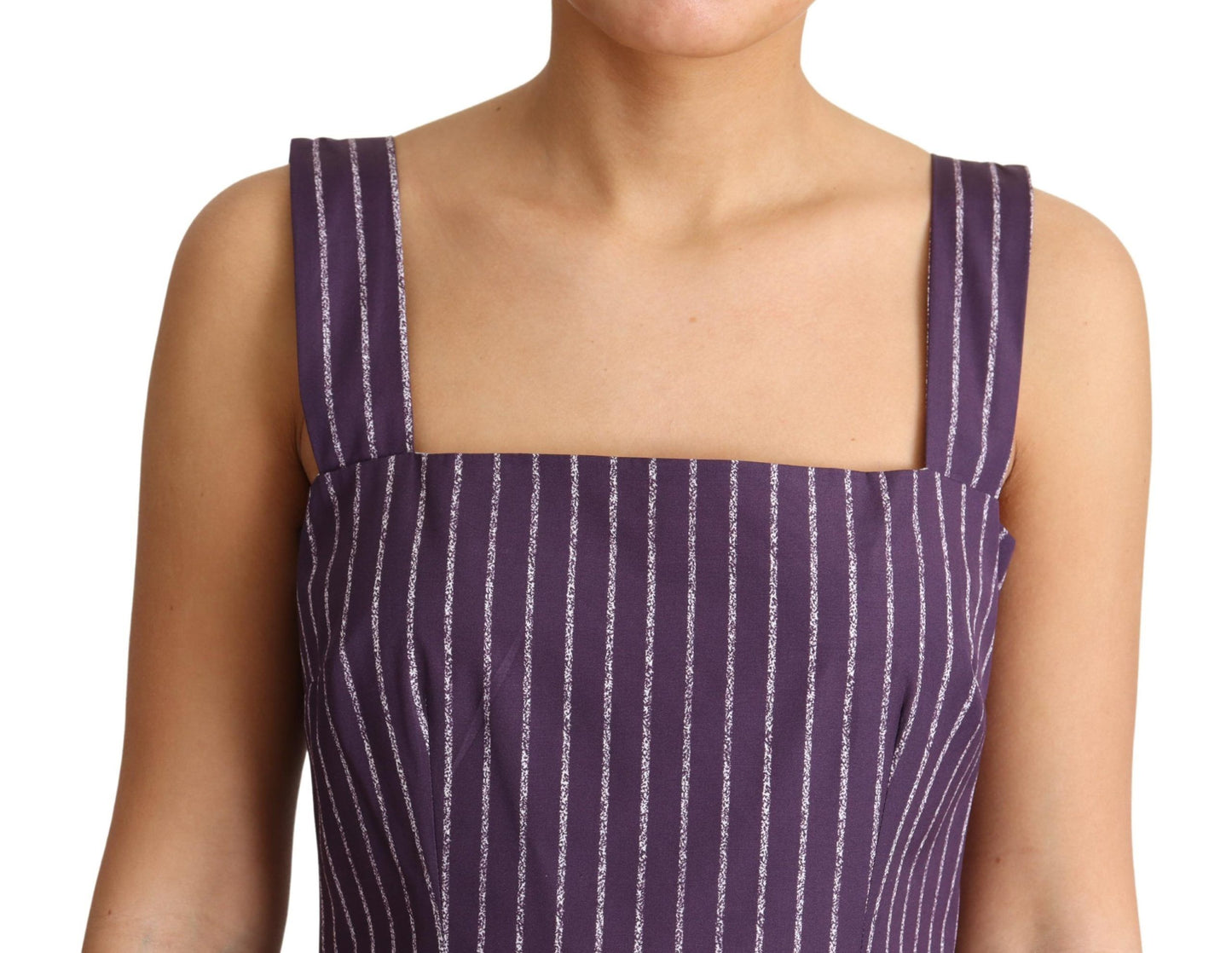 Robe trapèze en coton extensible à rayures violettes Dolce & Gabbana