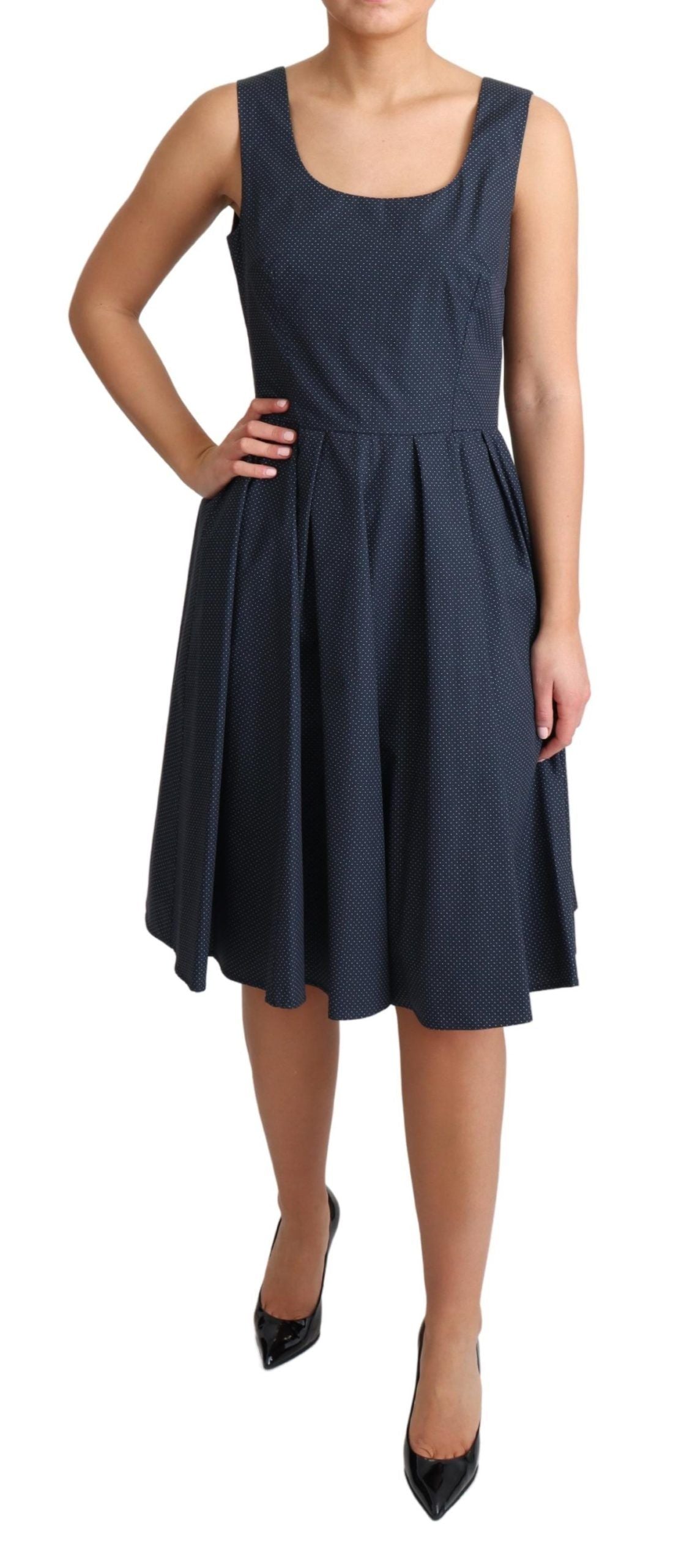 Robe trapèze en coton à pois bleus Dolce & Gabbana