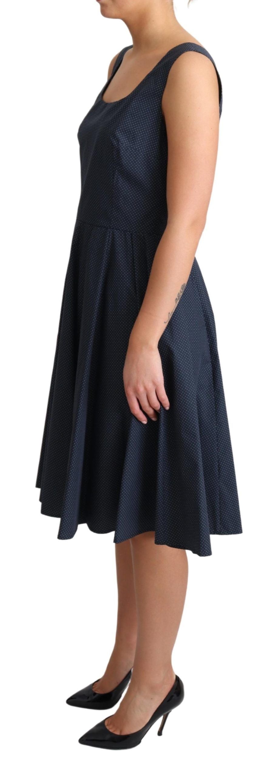 Robe trapèze en coton à pois bleus Dolce & Gabbana