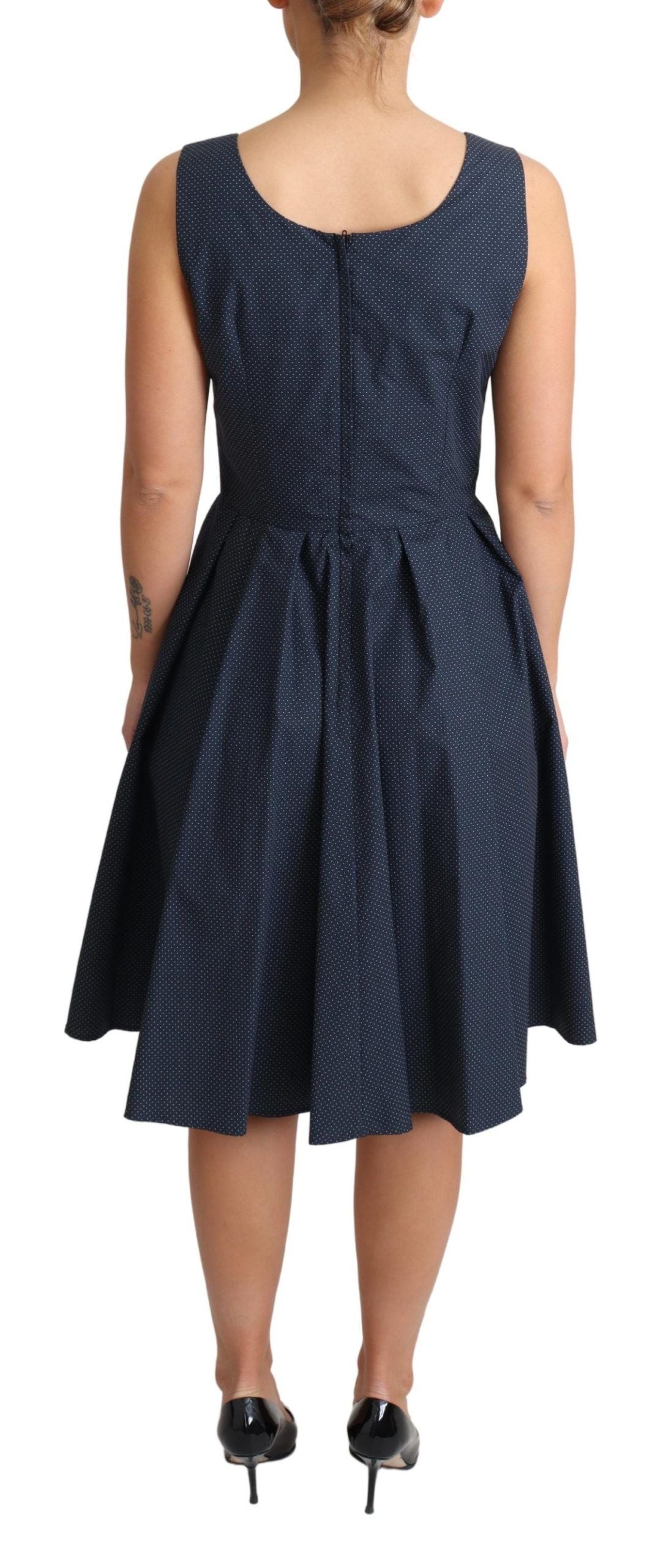 Robe trapèze en coton à pois bleus Dolce & Gabbana