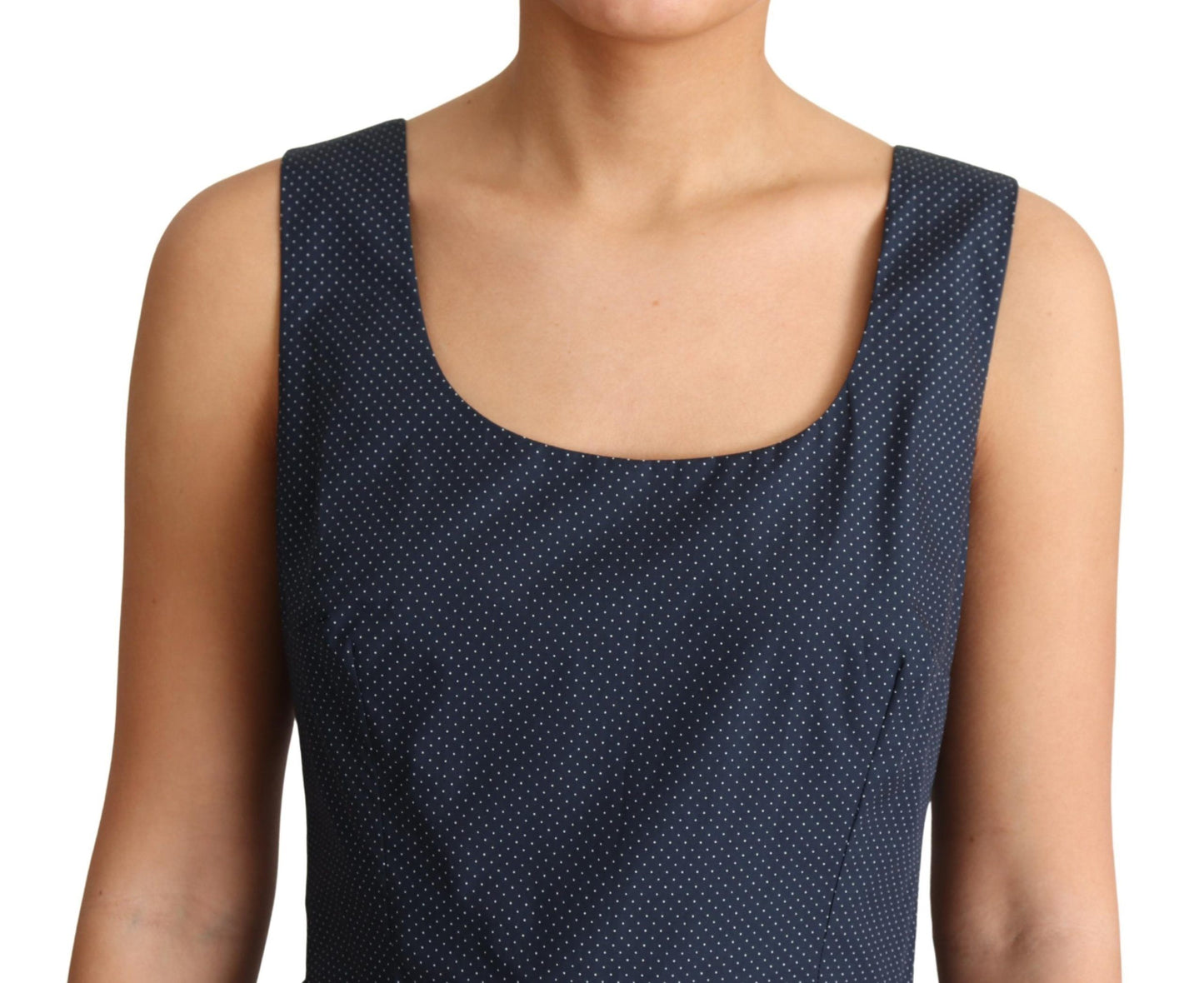 Robe trapèze en coton à pois bleus Dolce & Gabbana
