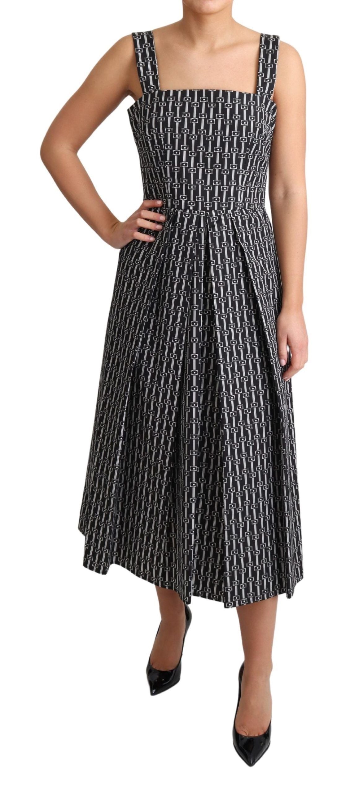 Robe trapèze en coton à motifs noirs et blancs Dolce & Gabbana