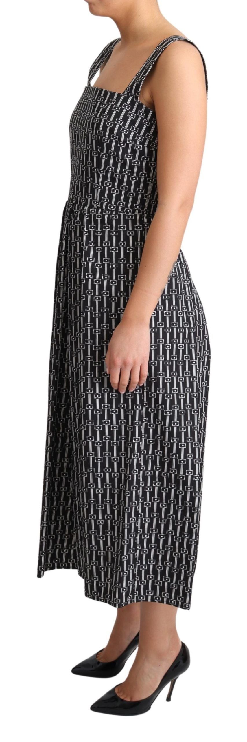 Robe trapèze en coton à motifs noirs et blancs Dolce & Gabbana
