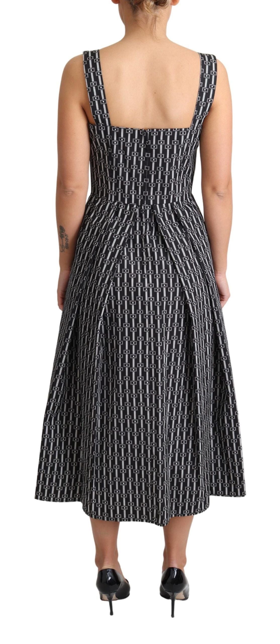 Robe trapèze en coton à motifs noirs et blancs Dolce & Gabbana