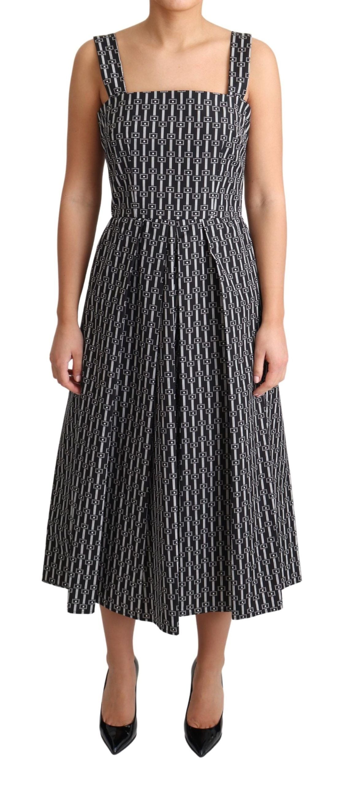 Robe trapèze en coton à motifs noirs et blancs Dolce & Gabbana
