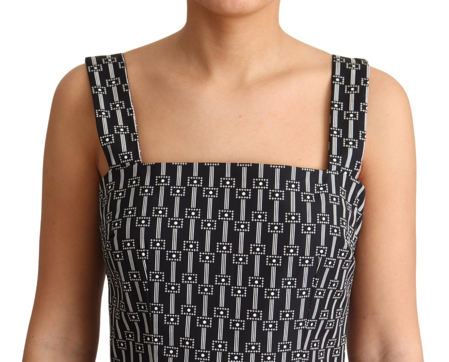 Robe trapèze en coton à motifs noirs et blancs Dolce & Gabbana
