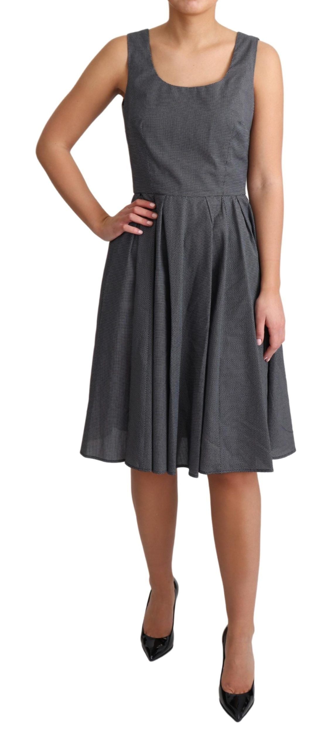 Robe trapèze en coton noir à pois Dolce & Gabbana