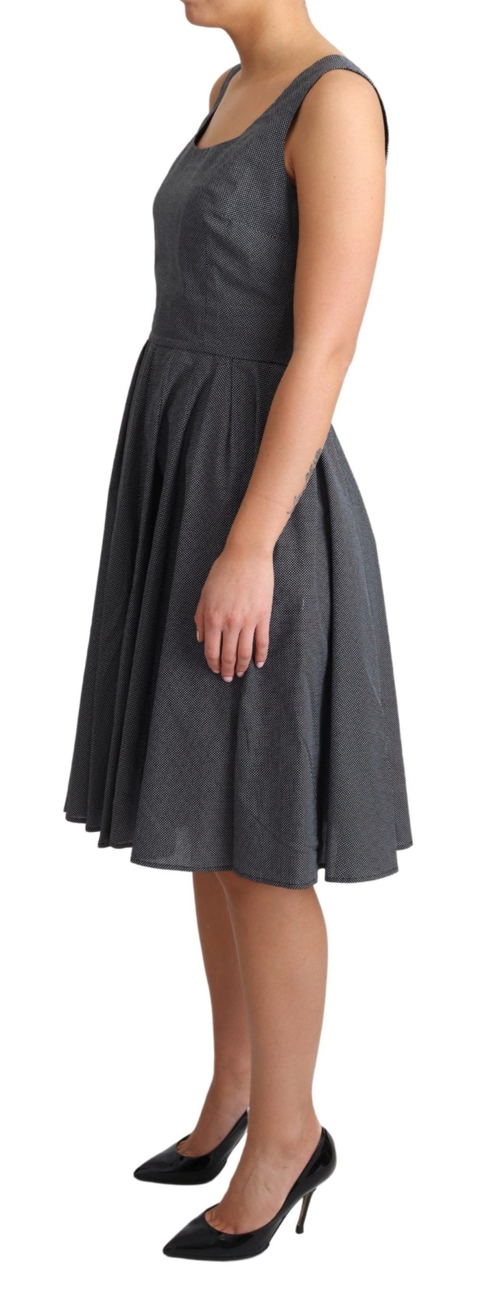 Robe trapèze en coton noir à pois Dolce & Gabbana