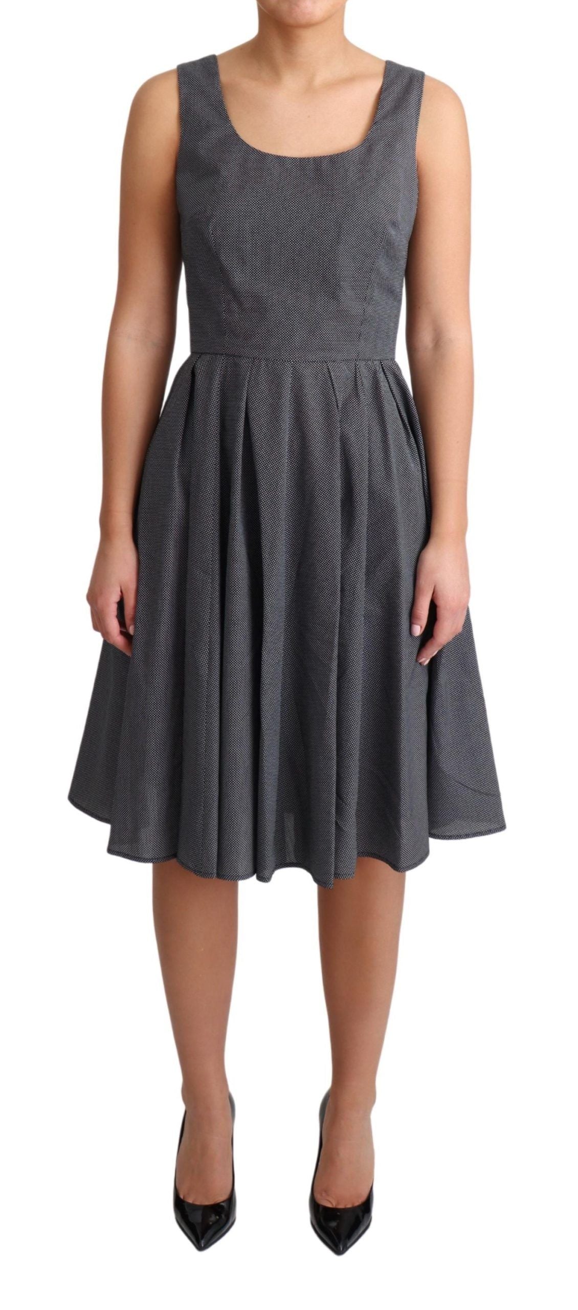 Robe trapèze en coton noir à pois Dolce & Gabbana