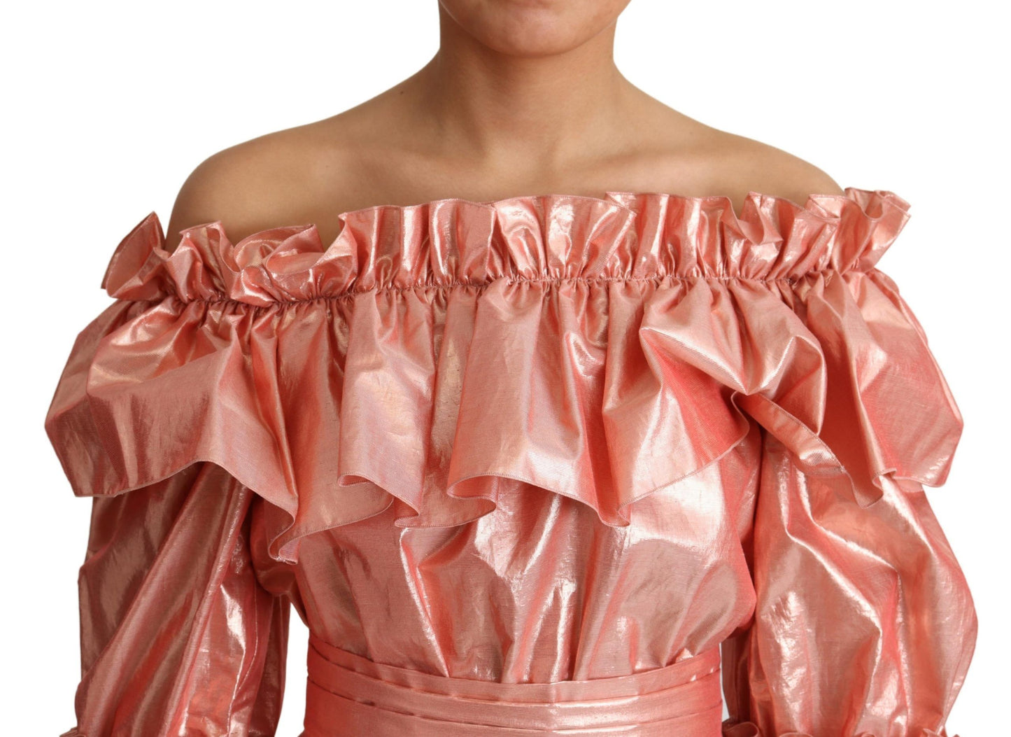 Robe à volants rose Dolce & Gabbana en soie et coton