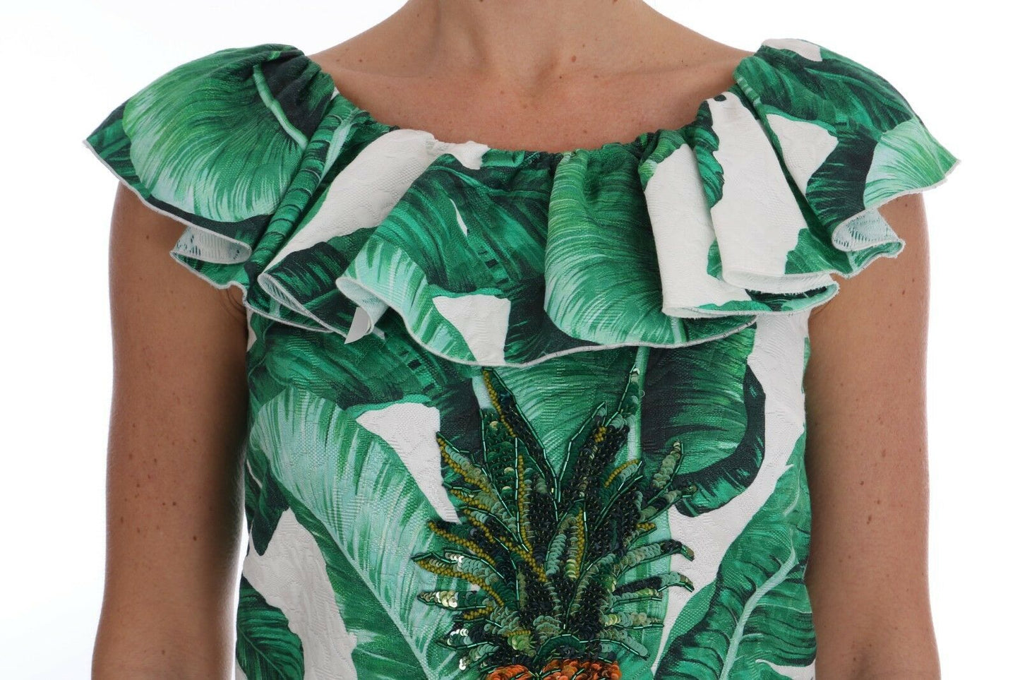 T-shirt chemisier à paillettes ananas banane Dolce & Gabbana