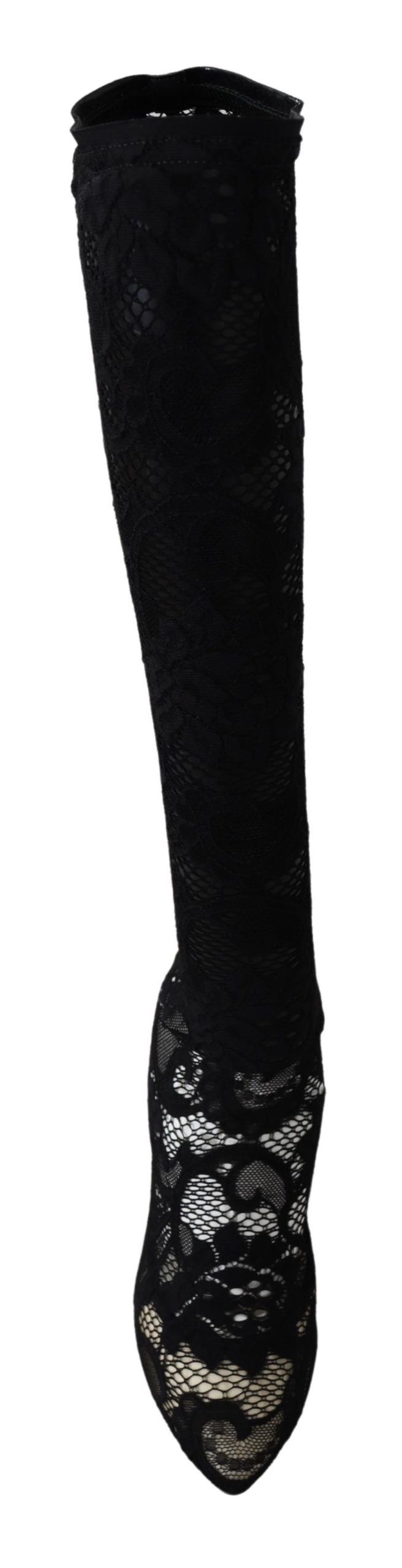 Dolce & Gabbana Chaussettes en dentelle noire Taormina Bottes Chaussures Escarpins