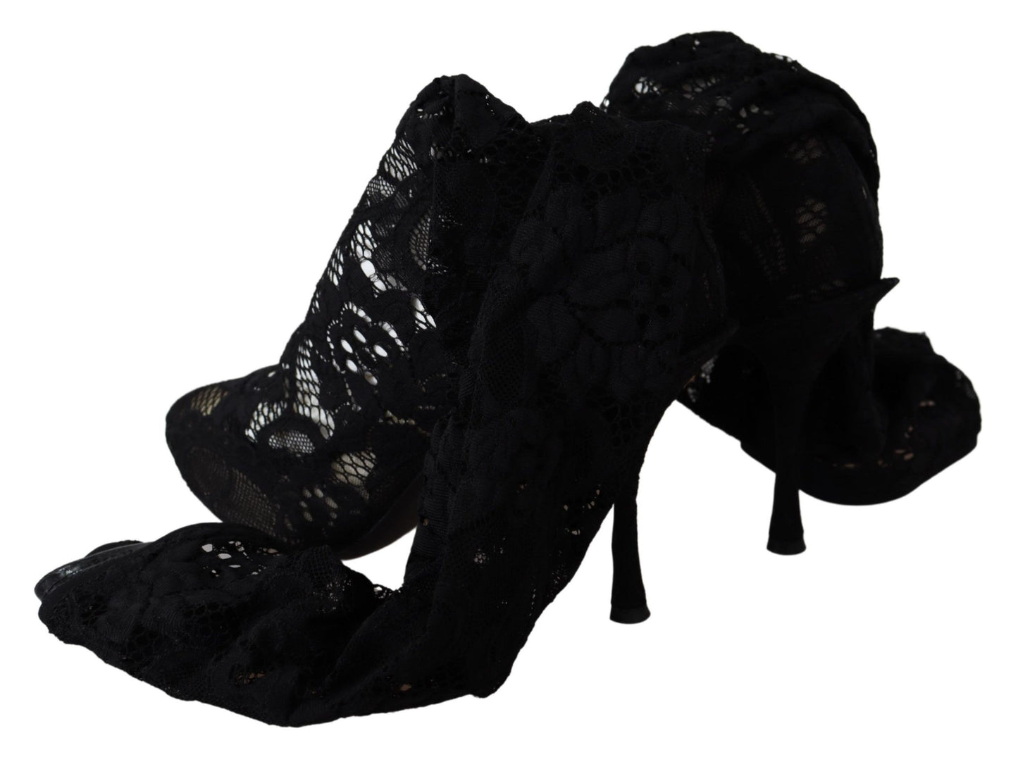 Dolce & Gabbana Chaussettes en dentelle noire Taormina Bottes Chaussures Escarpins
