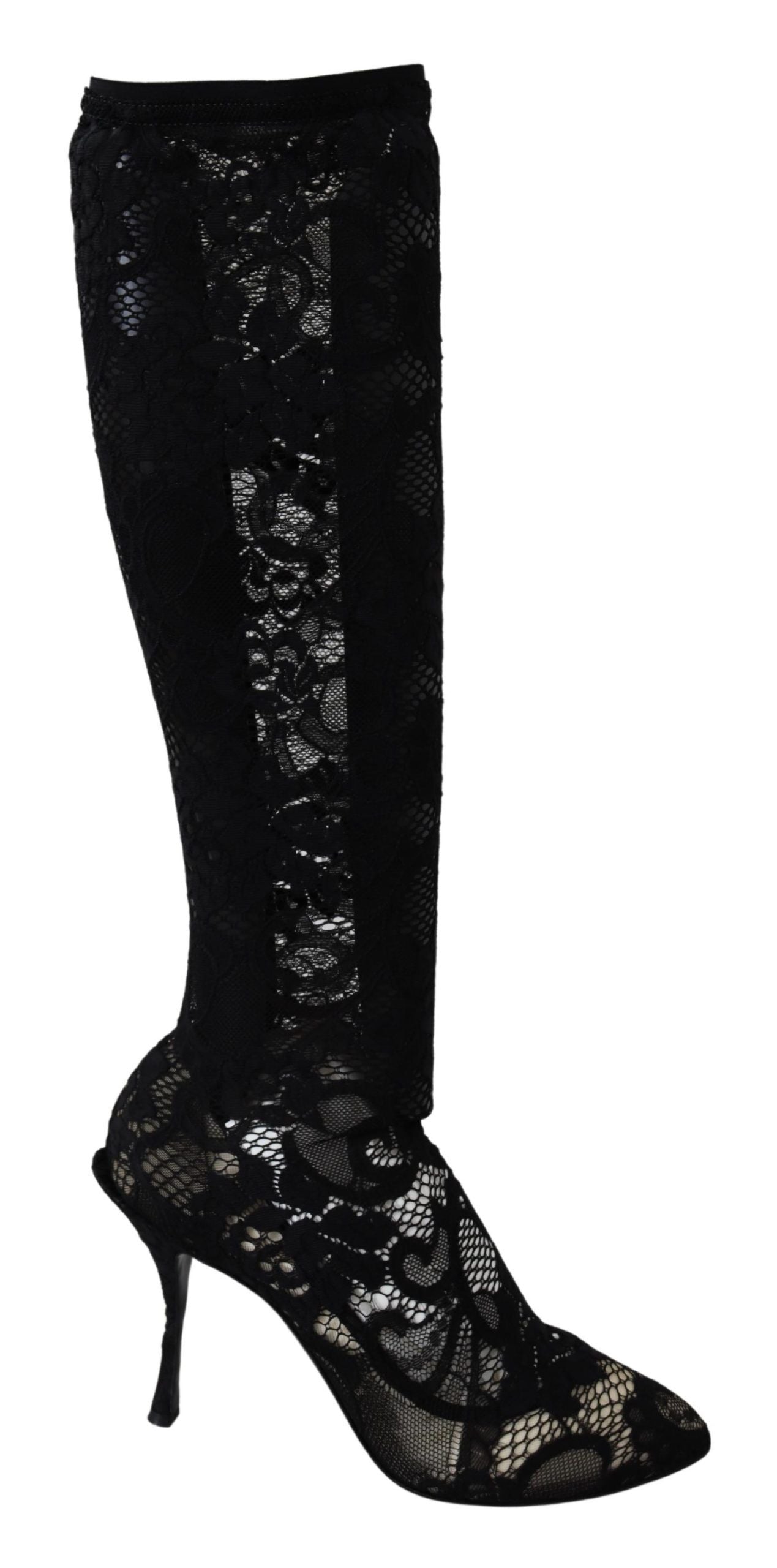 Dolce & Gabbana Chaussettes en dentelle noire Taormina Bottes Chaussures Escarpins