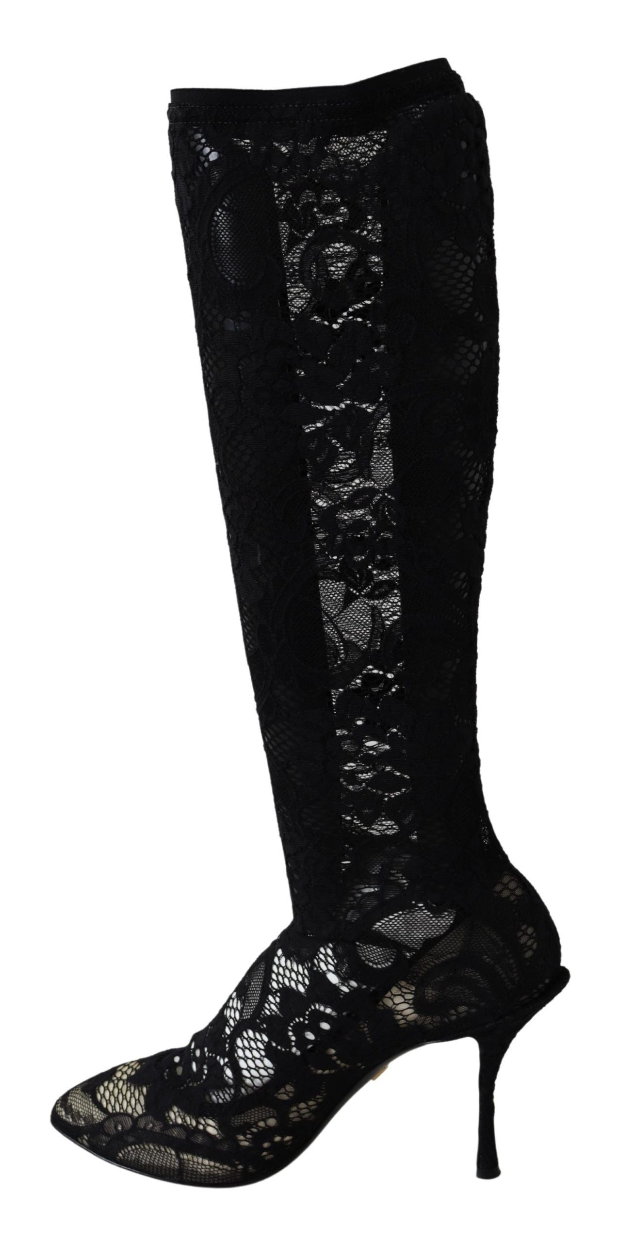 Dolce & Gabbana Chaussettes en dentelle noire Taormina Bottes Chaussures Escarpins
