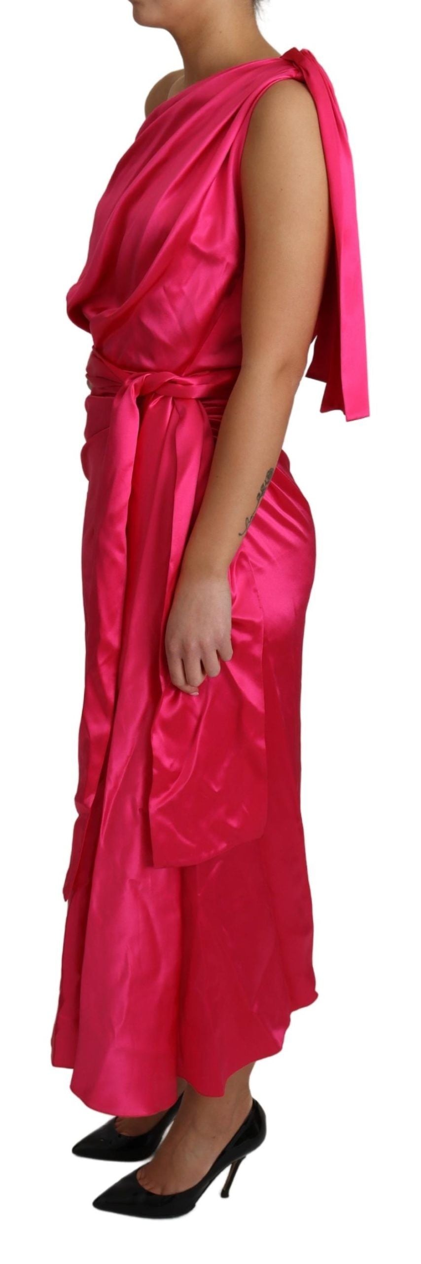 Robe mi-longue rose à coupe ajustée et épaule dénudée Dolce & Gabbana
