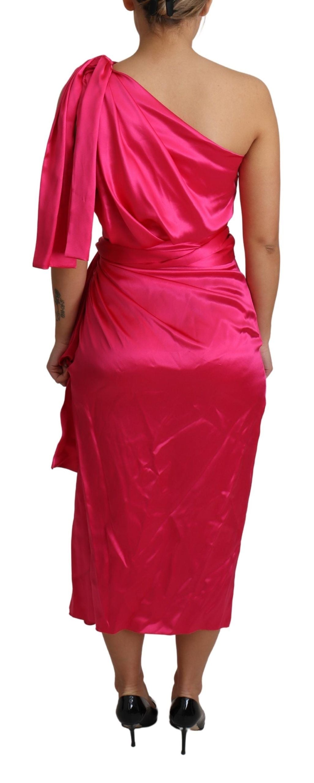 Robe mi-longue rose à coupe ajustée et épaule dénudée Dolce & Gabbana