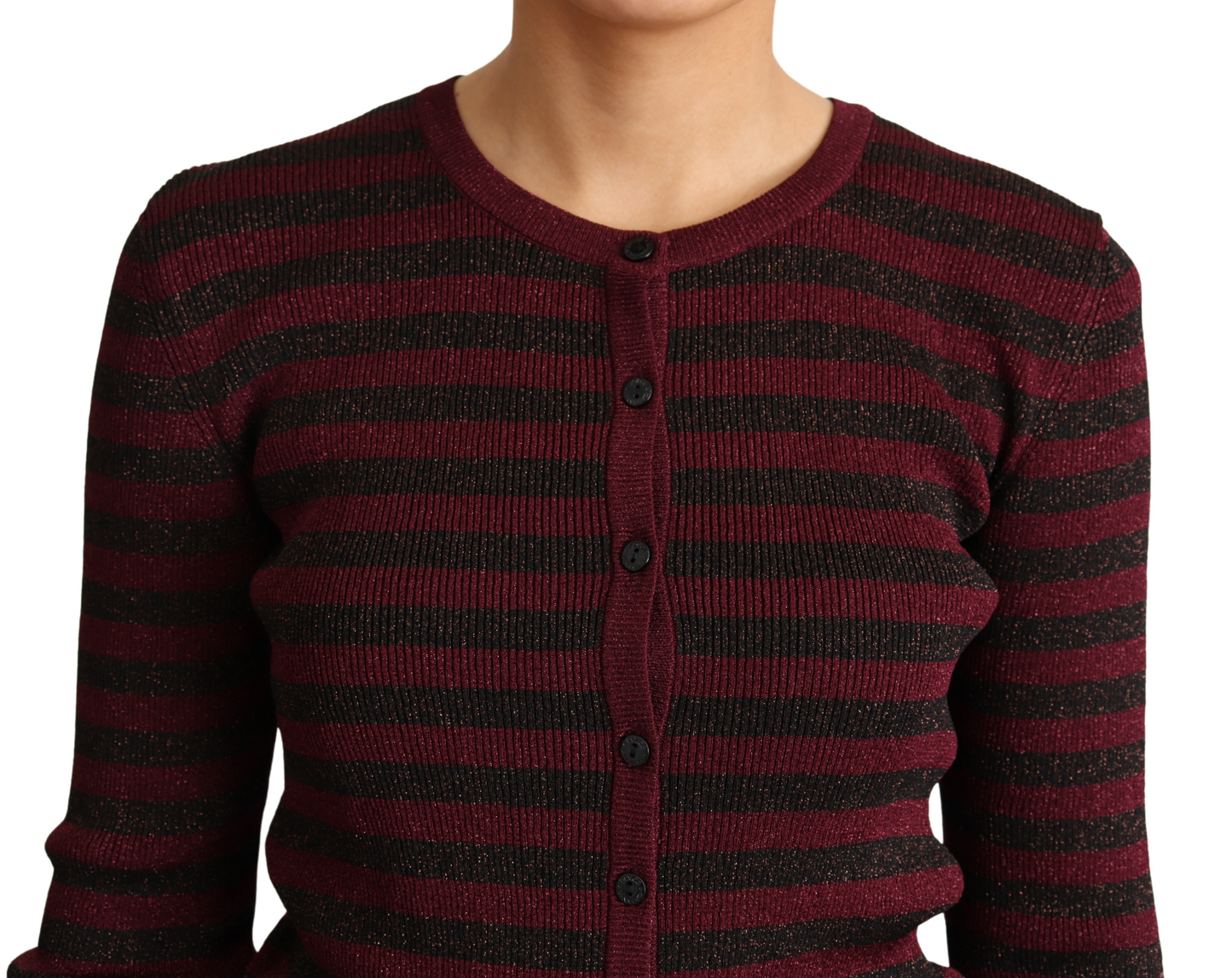 Pull cardigan en viscose à rayures noires et rouges Dolce & Gabbana