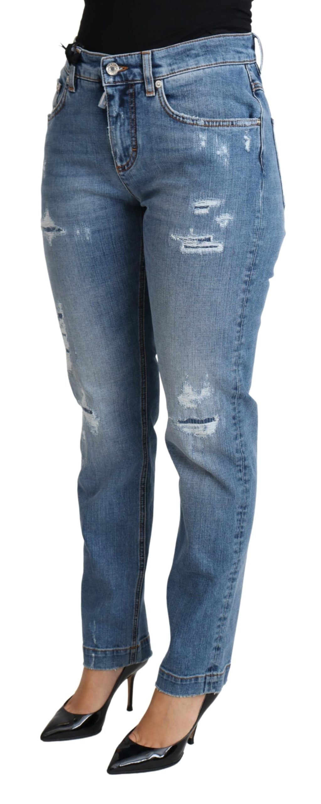 Jean skinny bleu en coton mélangé Dolce & Gabbana