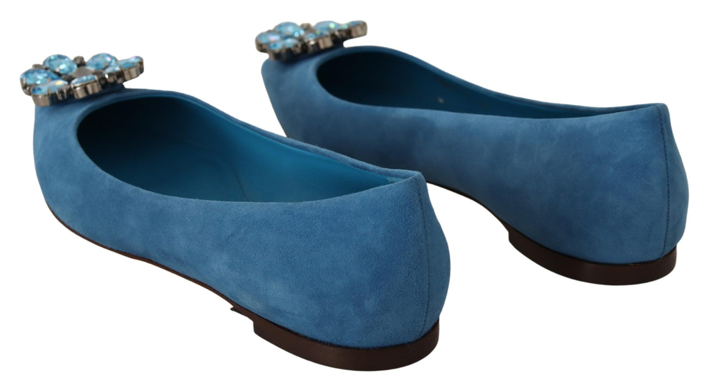 Mocassins plats Dolce & Gabbana en daim bleu avec cristaux