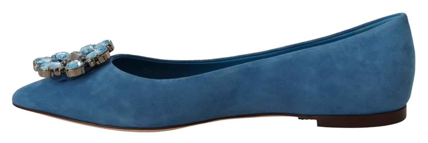 Mocassins plats Dolce & Gabbana en daim bleu avec cristaux