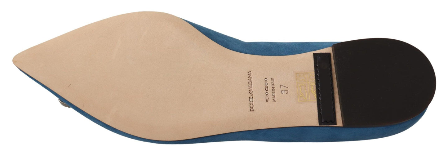 Mocassins plats Dolce & Gabbana en daim bleu avec cristaux