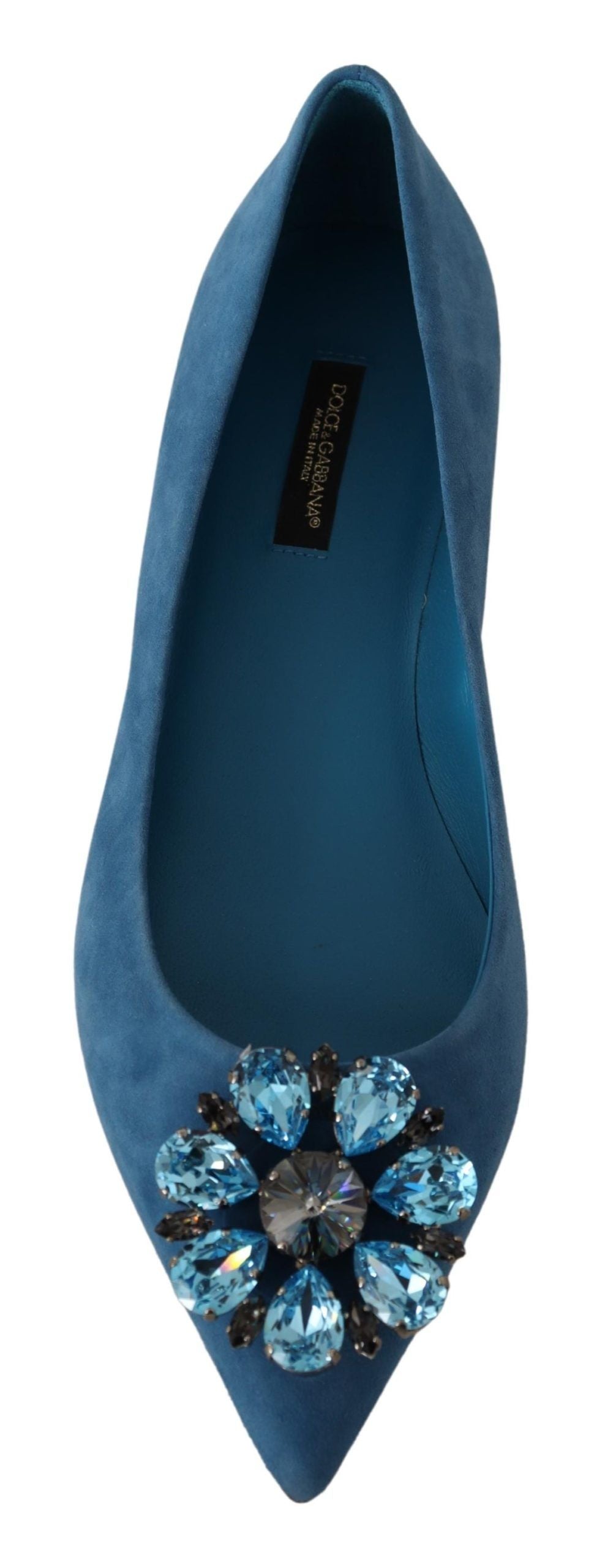 Mocassins plats Dolce & Gabbana en daim bleu avec cristaux