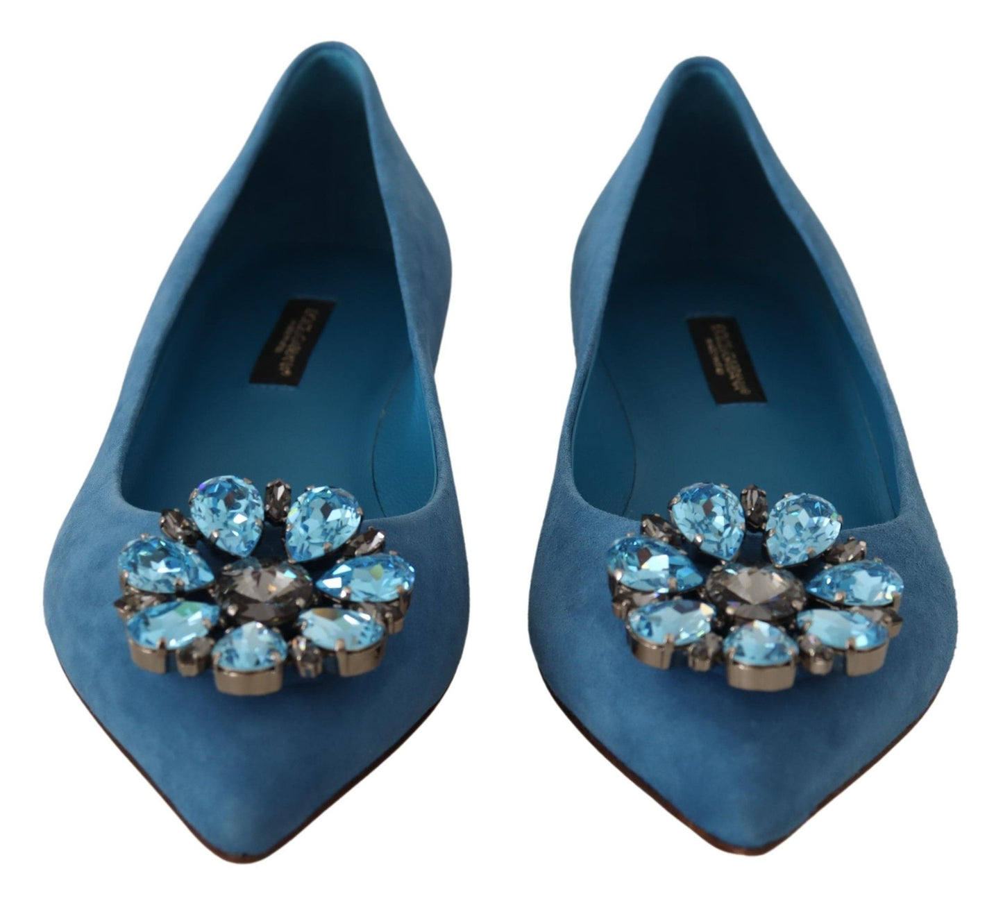 Mocassins plats Dolce & Gabbana en daim bleu avec cristaux