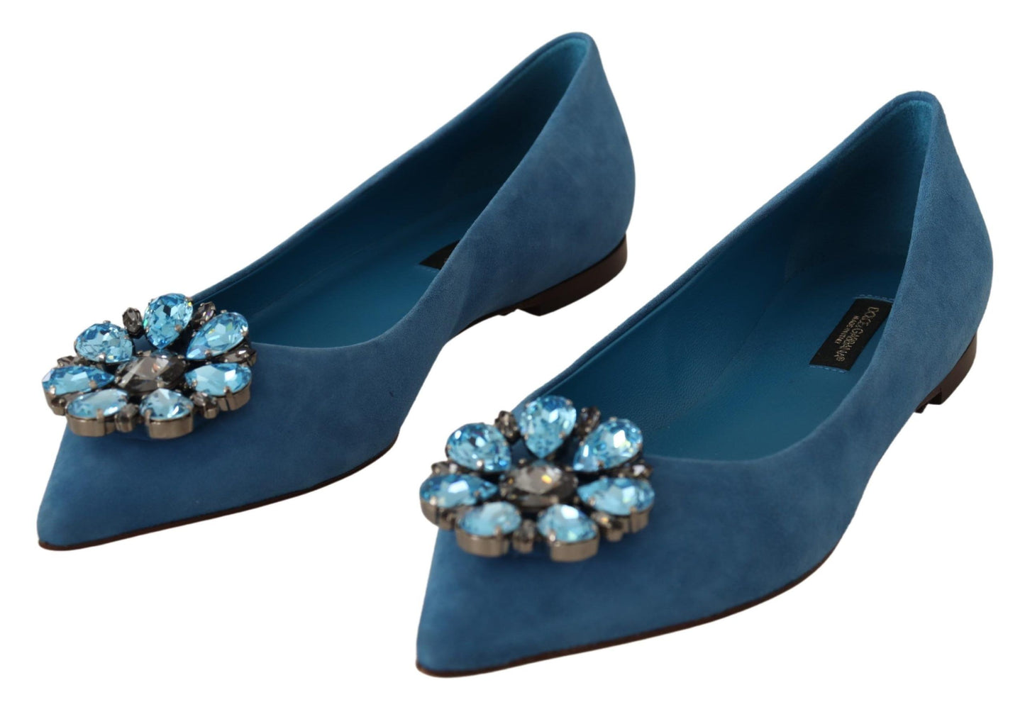 Mocassins plats Dolce & Gabbana en daim bleu avec cristaux