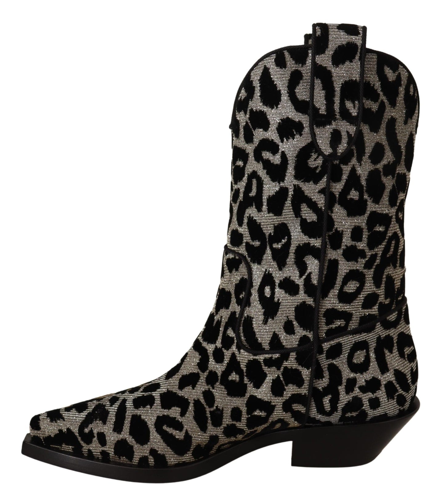 Bottes de cowboy léopard grises et noires Dolce & Gabbana