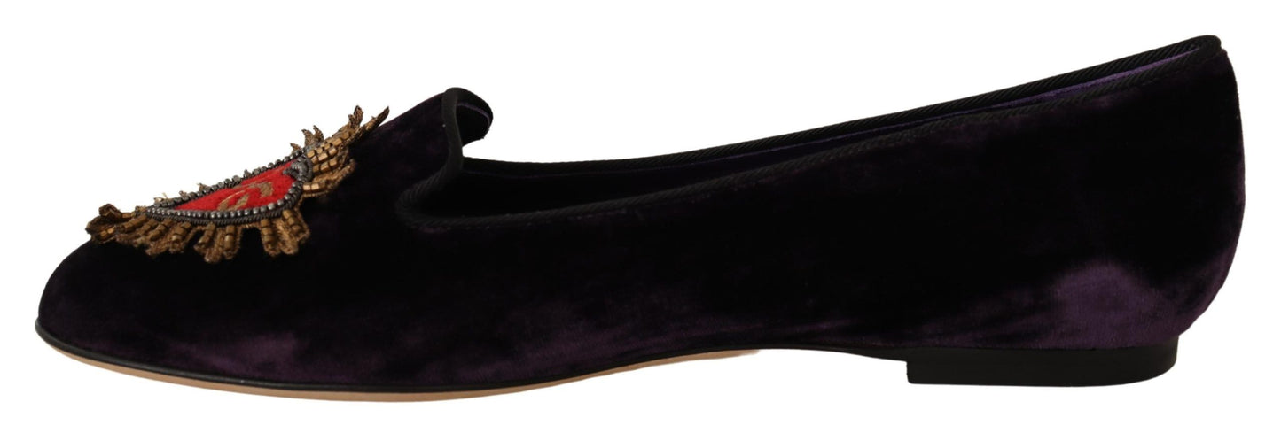 Mocassins Dolce & Gabbana en velours violet DG Heart
