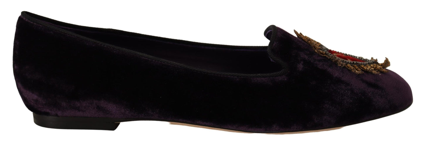 Mocassins Dolce & Gabbana en velours violet DG Heart